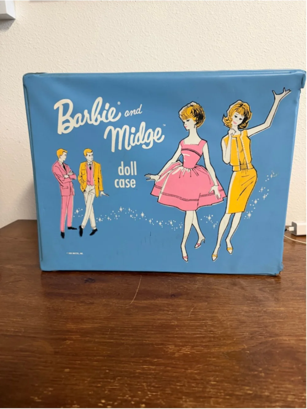 Vintage 1963 Barbie & Midge Doll Case Blue Mattel Original Carry Case Storage Tr